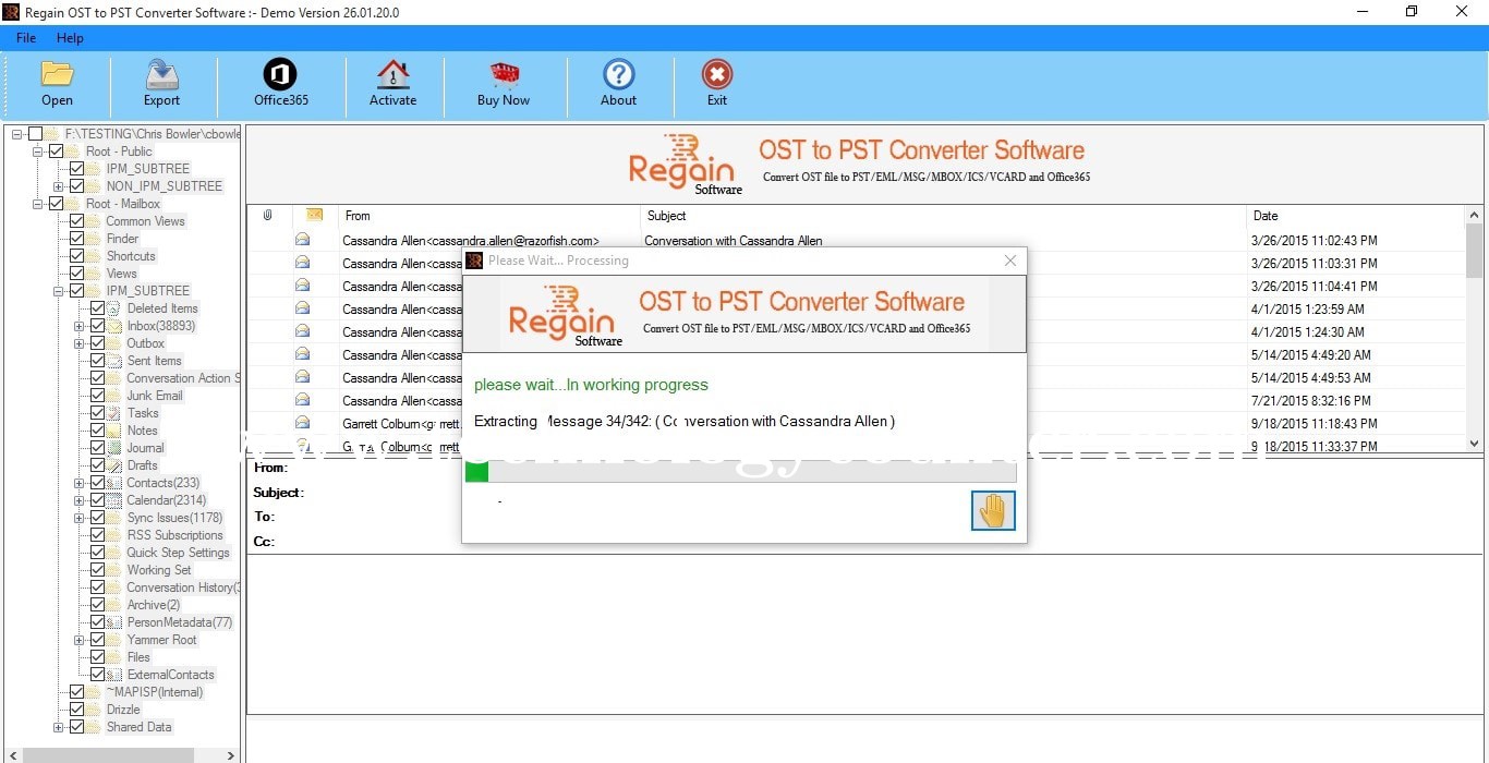 Regain OST to PST Converter Screenshots